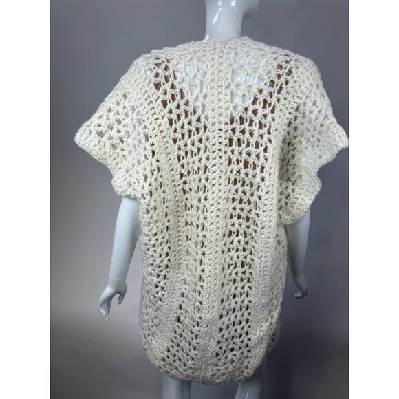 Handmade Crochet Vintage Vest  OS Cream  Crochet Polyester Blend - Picture 14 of 16